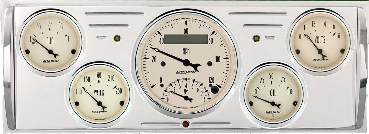 1940-1946 Chevy Truck Billet Aluminum Gauge Panel w Auto Meter Street Rod Series Gauges (Speedo/Tach) - Image 2