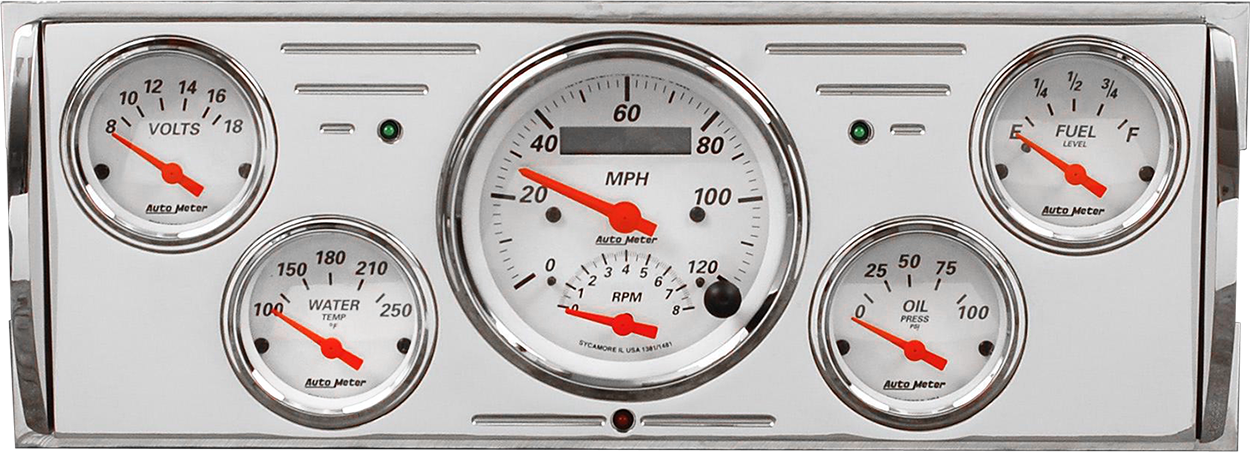 1940-1946 Chevy Truck Billet Aluminum Gauge Panel w Auto Meter Street Rod Series Gauges (Speedo/Tach) - Image 3