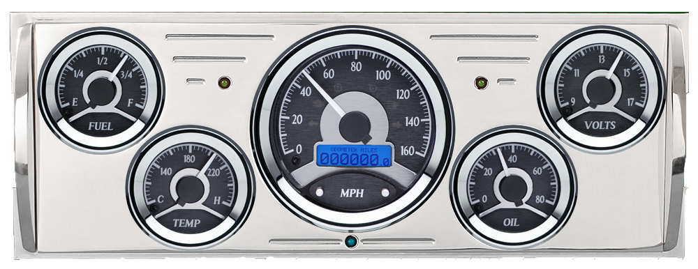 1940-1946 Chevy Truck Billet Aluminum Gauge Panel w/ Dakota Digital VHX Black Alloy Gauges