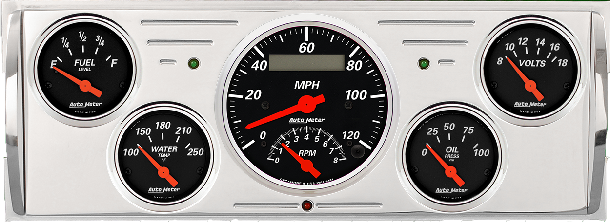 1940-1946 Chevy Truck Billet Aluminum Gauge Panel w Auto Meter Street Rod Series Gauges (Speedo/Tach) - Image 4