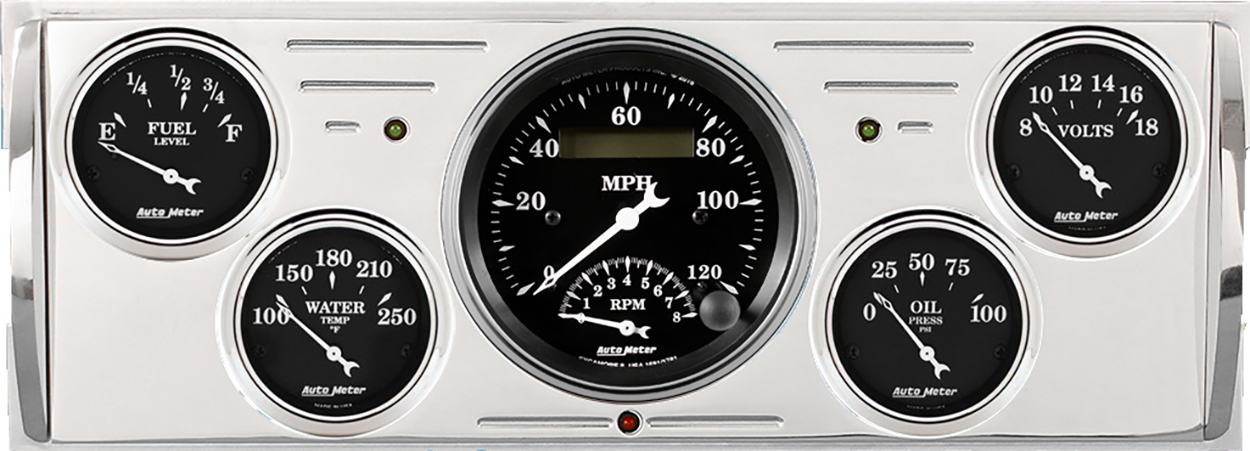 1940-1946 Chevy Truck Billet Aluminum Gauge Panel w Auto Meter Street Rod Series Gauges (Speedo/Tach) - Image 6