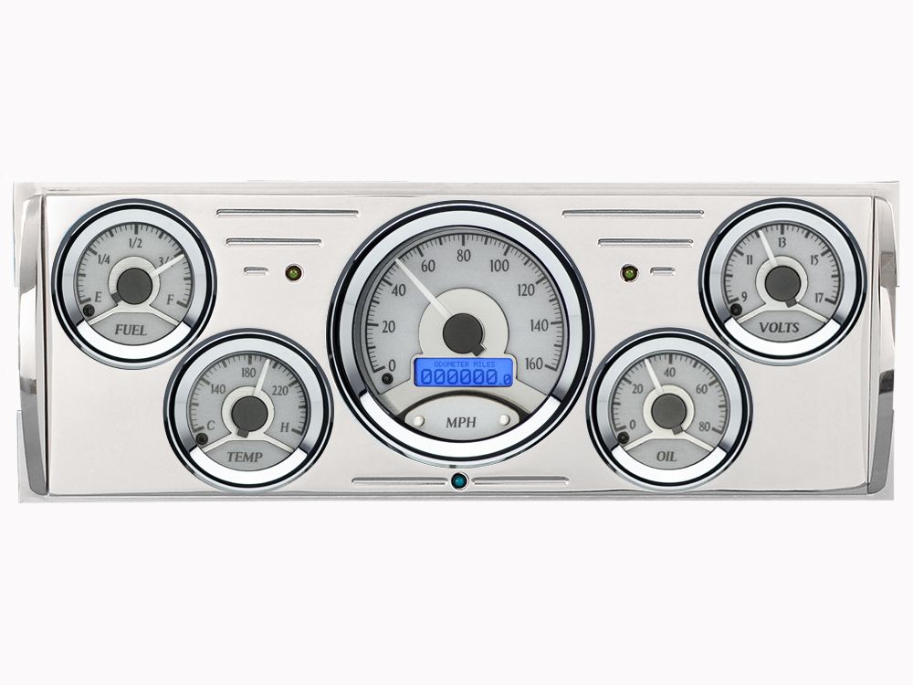 1940-1946 Chevy Truck Billet Aluminum Gauge Panel w/ Dakota Digital VHX Silver Alloy Gauges - Image 3