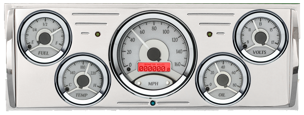 1940-1946 Chevy Truck Billet Aluminum Gauge Panel w/ Dakota Digital VHX Silver Alloy Gauges