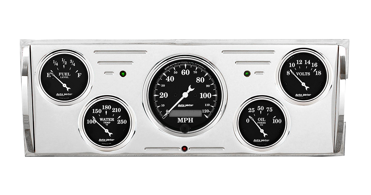 1940-1946 Chevy Truck Billet Aluminum Gauge Panel w/ Auto Meter Street Rod series gauges