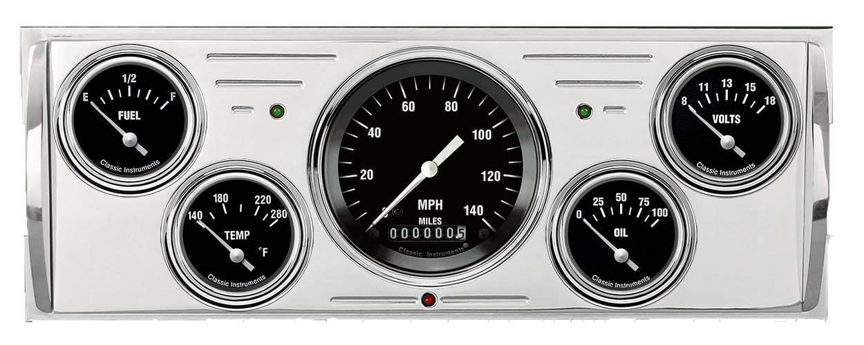 1940-1946 Chevy Truck Billet Aluminum 5 gauge Panel w/ Classic Instruments Gauges - Image 3