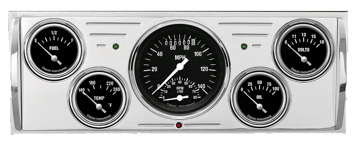 1940-1946 Chevy Truck Billet Aluminum 5 Gauge Panel w/ Classic Instruments Gauges (Ultimate Speedometer)