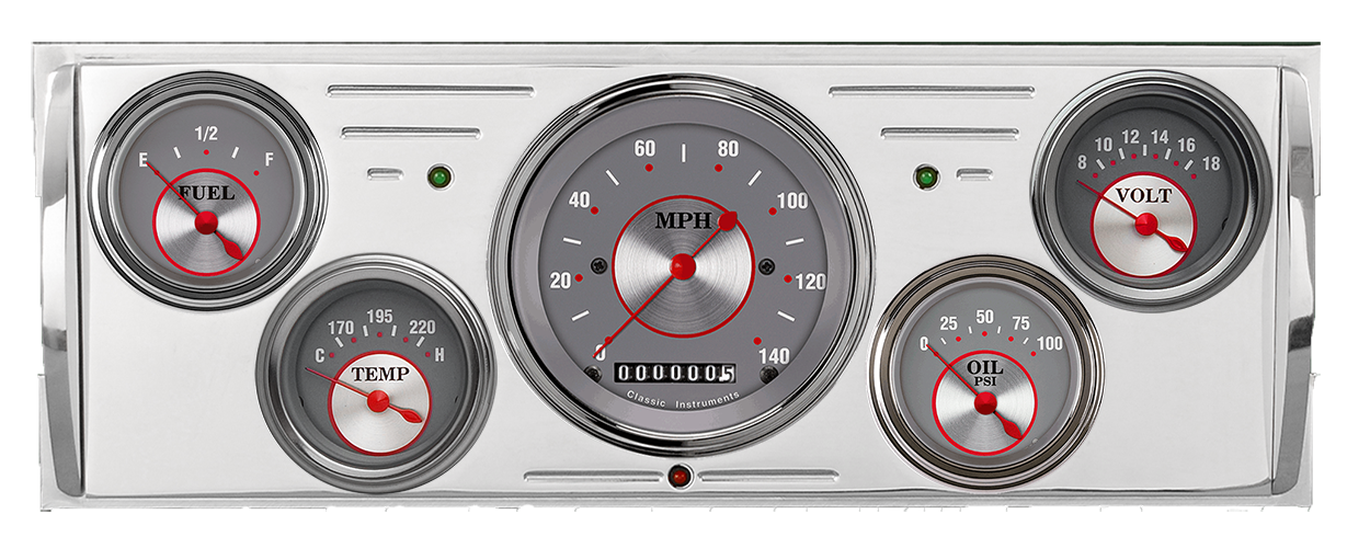 1940-1946 Chevy Truck Billet Aluminum 5 gauge Panel w/ Classic Instruments Gauges