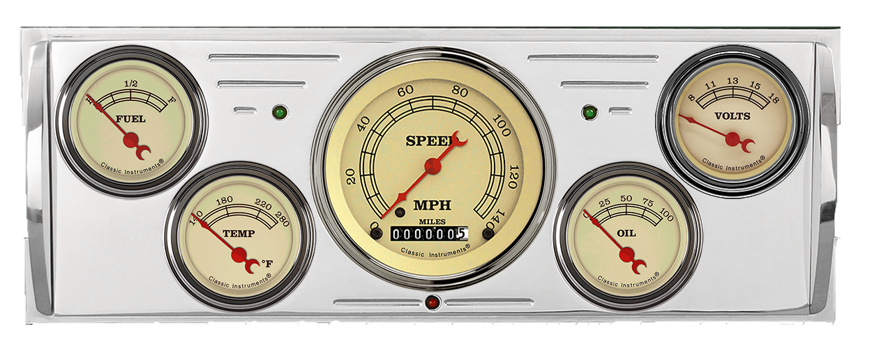 1940-1946 Chevy Truck Billet Aluminum 5 gauge Panel w/ Classic Instruments Gauges - Image 2