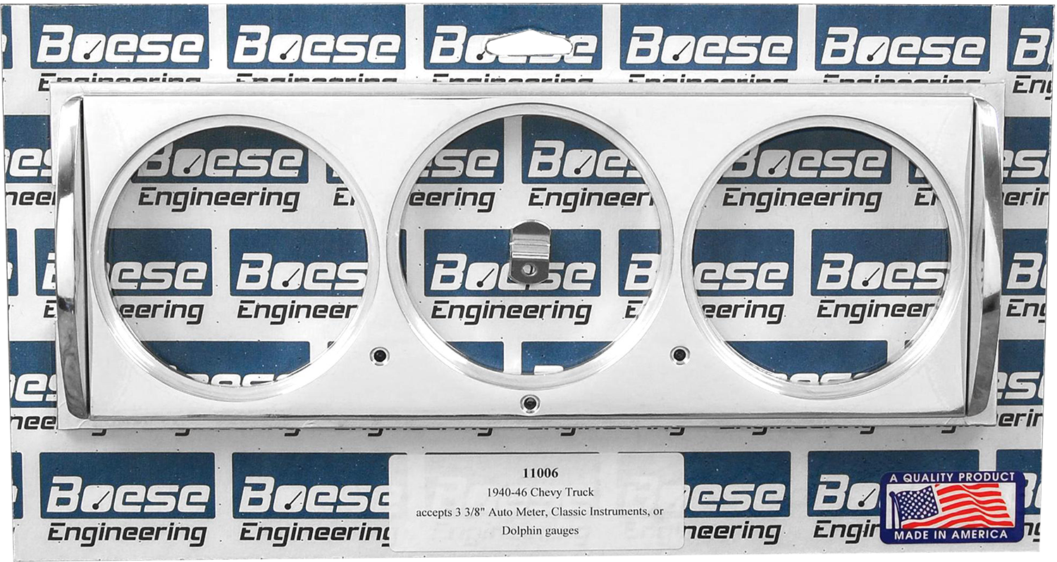 1940-1946 Chevy Truck Billet Aluminum 3 Gauge Panel for 3 3/8" Auto Meter, Classic Instruments, or Dolphin