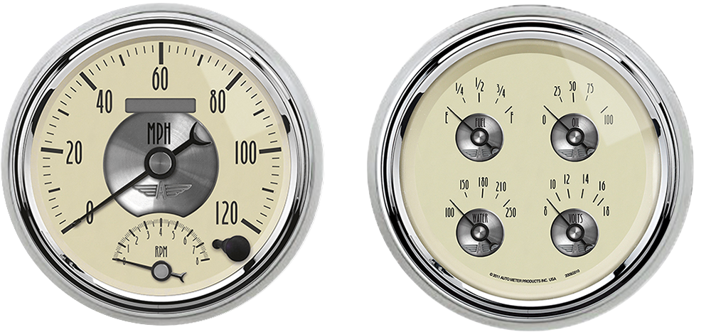 1947-1953 Chevy Truck Billet Aluminum Adapter Rings w Auto Meter Prestige Series Gauges