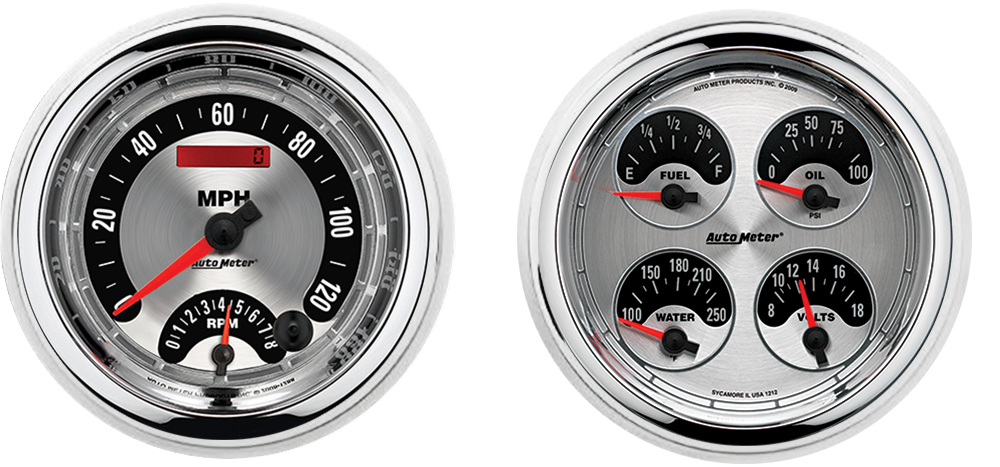 1947-1953 Chevy Truck Aluminum Adapter Rings w/ AutoMeter American Muscle Gauges (Speedo/Tach)