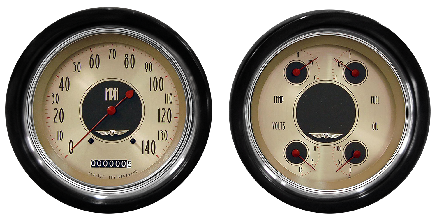 1947-1953 Chevy Truck Eyebrow Aluminum Adapter Rings w/ Classic Instruments Gauges