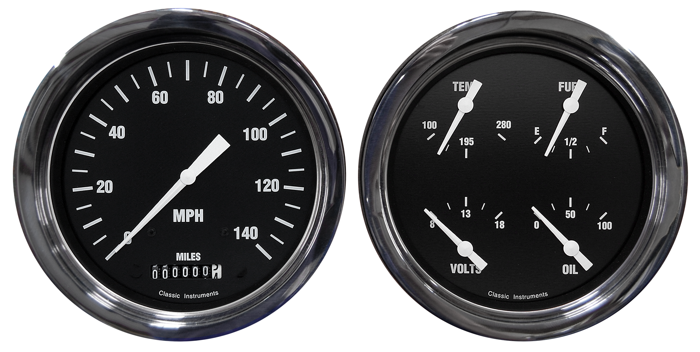 1947-1953 Chevy Truck Eyebrow Aluminum Adapter Rings w/ Classic Instruments Gauges - Image 2