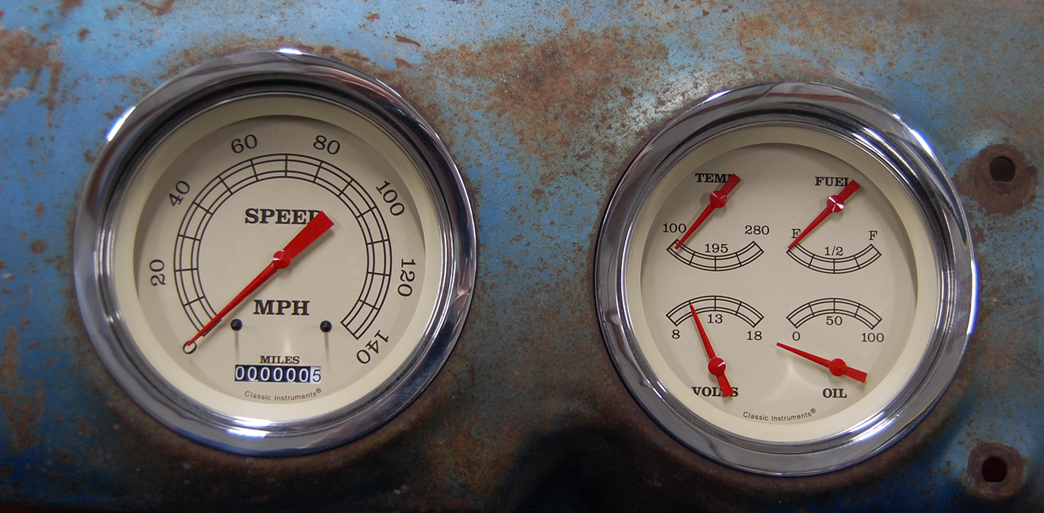 1947-1953 Chevy Truck Eyebrow Aluminum Adapter Rings w/ Classic Instruments Gauges - Image 4