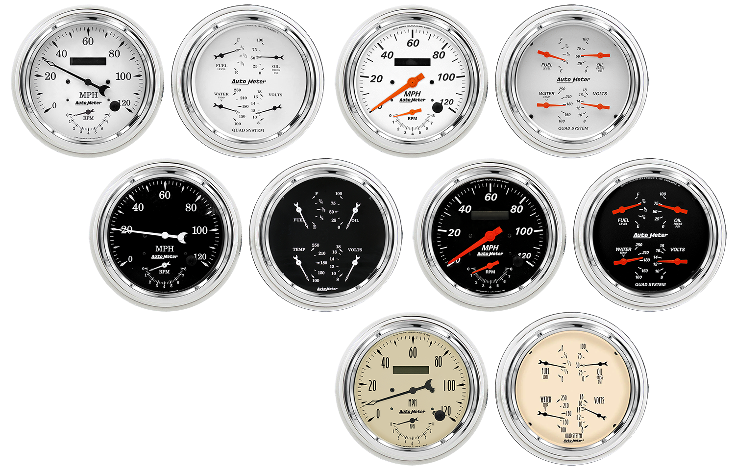 1947-1953 Chevy Truck Aluminum Adapter Rings Auto Meter Street Rod Series Gauges (Speedo/Tach)