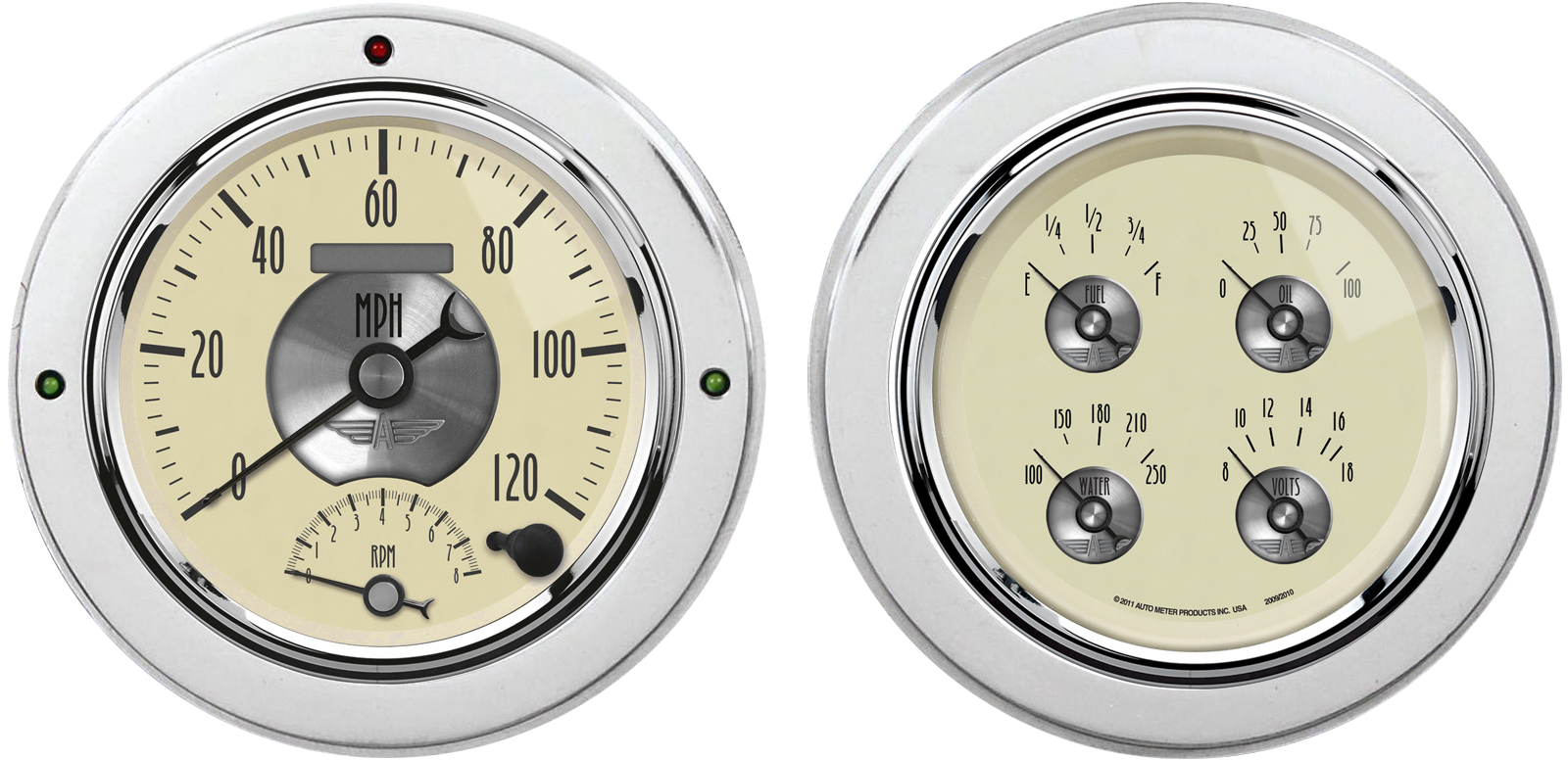 1954-1955 Chevy Truck Aluminum Adapter Rings w/ Auto Meter Prestige Series Gauges - Image 2