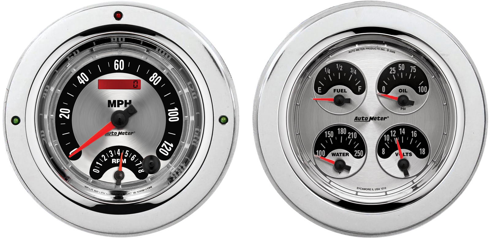 1954-1955 1st Series Chevy Truck Aluminum Adapter Rings w/ Auto Meter American Muscle Gauges