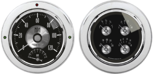 1954-1955 Chevy Truck Aluminum Adapter Rings w/ Auto Meter Prestige Series Gauges