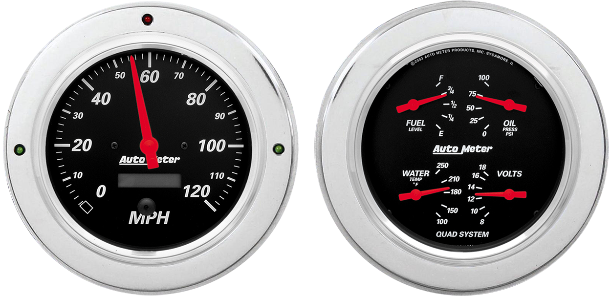 1954-1955 Chevy Truck Aluminum Adapter Rings w/ Auto Meter Street Rod Series Gauges - Image 2