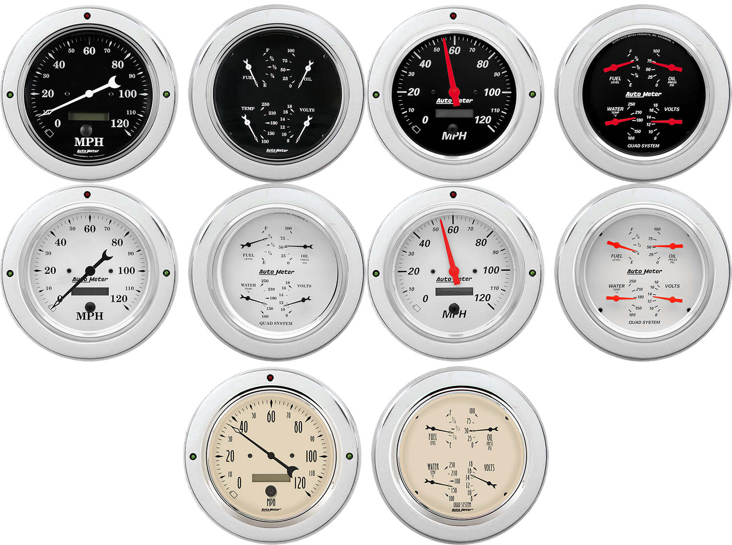 1954-1955 Chevy Truck Aluminum Adapter Rings w/ Auto Meter Street Rod Series Gauges