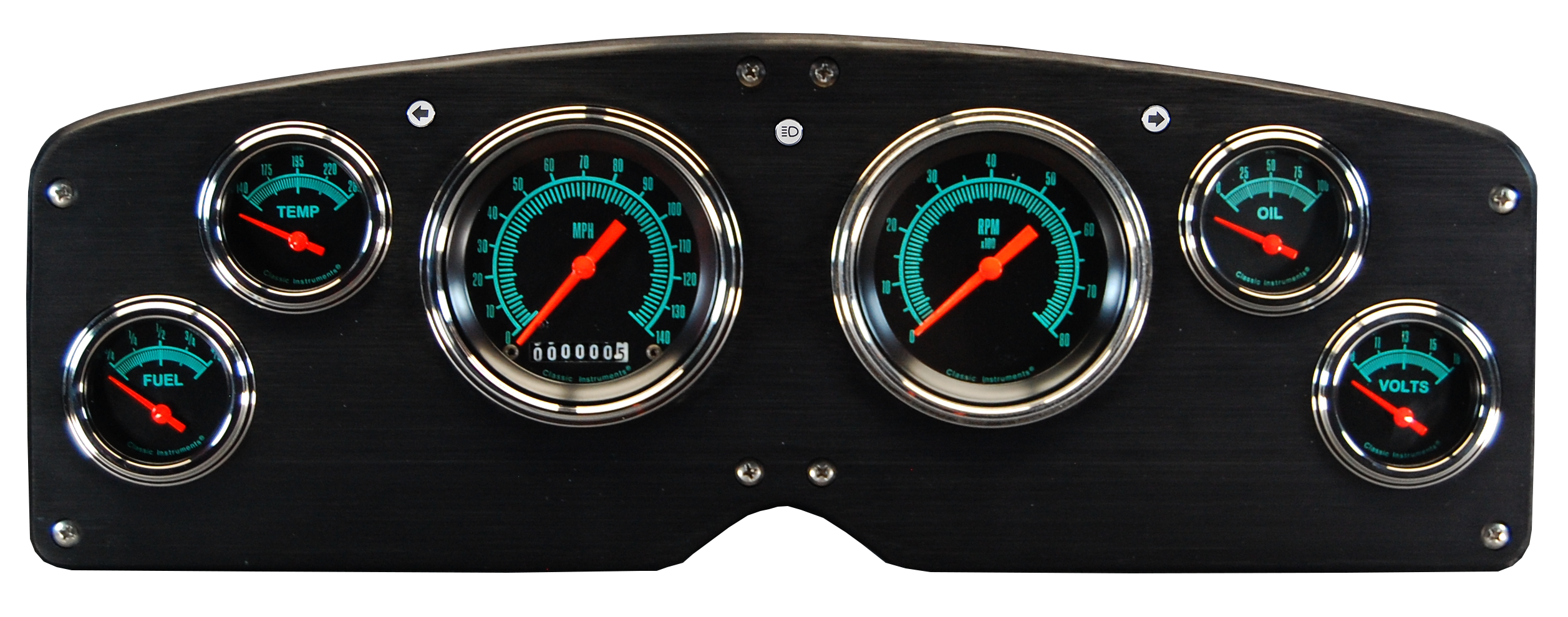 1954-1955 GMC Truck Aluminum Gauge Panel w/ Classic Instruments Gauges