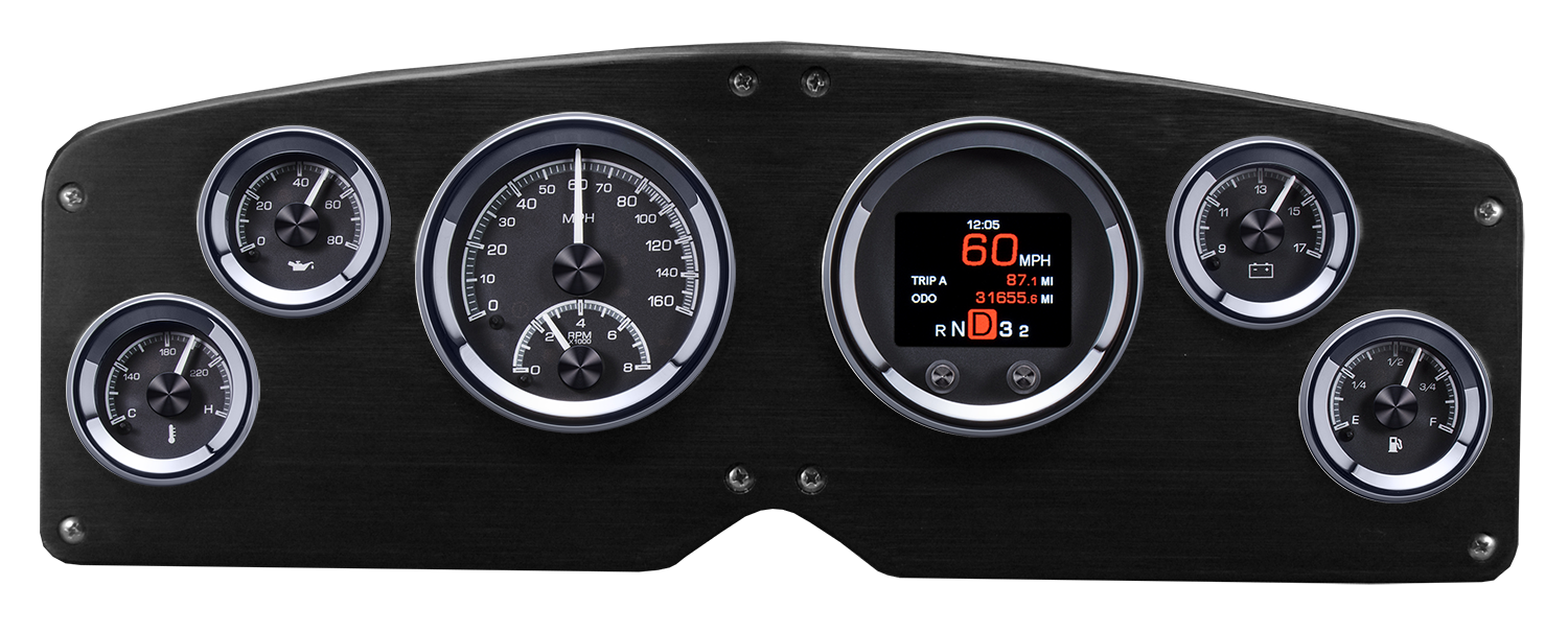 1954-1955 GMC Truck Aluminum Gauge Panel w/ Dakota Digital HDX Black Alloy Gauges