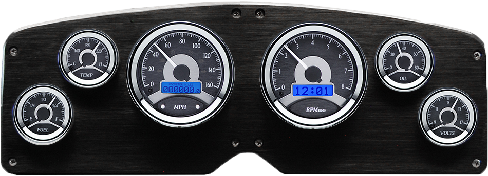 1954-1955 GMC Truck Aluminum Gauge Panel w/ Dakota Digital VHX Black Alloy Gauges