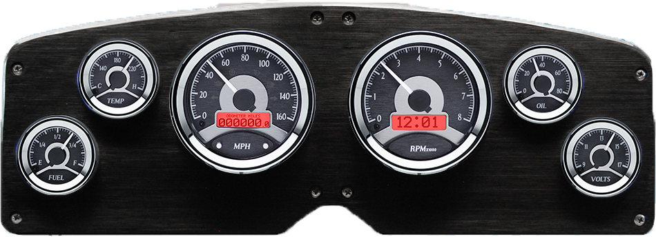 1954-1955 GMC Truck Aluminum Gauge Panel w/ Dakota Digital VHX Black Alloy Gauges - Image 5