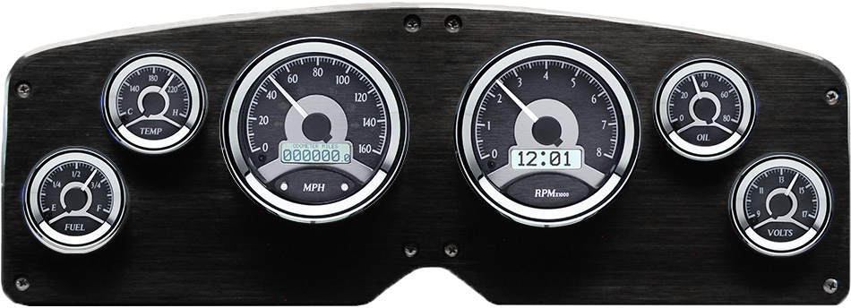 1954-1955 GMC Truck Aluminum Gauge Panel w/ Dakota Digital VHX Black Alloy Gauges - Image 3