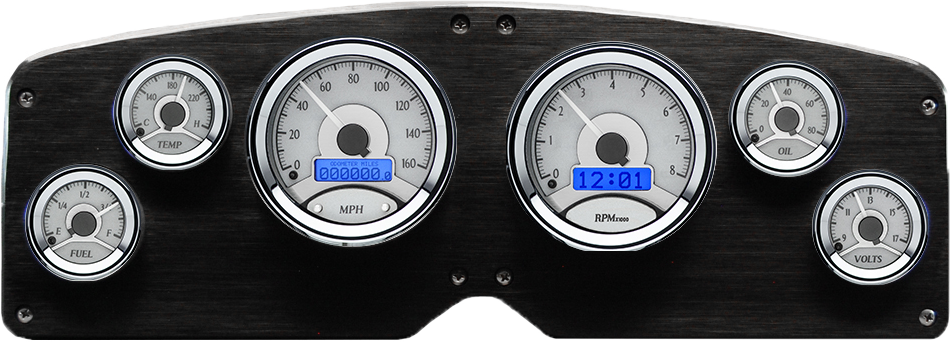 1954-1955 GMC Truck Aluminum Gauge Panel w/ Dakota Digital VHX Silver Alloy Gauges