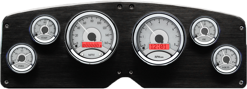 1954-1955 GMC Truck Aluminum Gauge Panel w/ Dakota Digital VHX Silver Alloy Gauges - Image 5