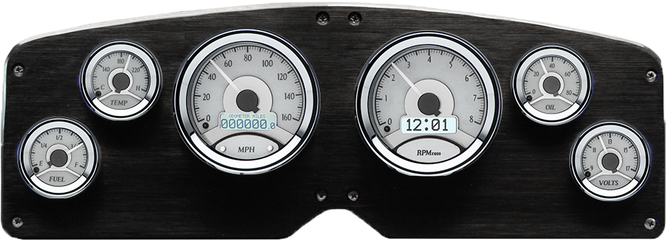 1954-1955 GMC Truck Aluminum Gauge Panel w/ Dakota Digital VHX Silver Alloy Gauges - Image 3