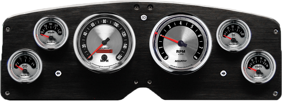 1954-1955 GMC Truck Aluminum Gauge Panel w/ AutoMeter American Muscle Gauges