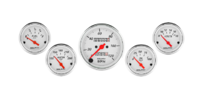 1300 Auto Meter Arctic White 5 Gauge Kit w/ Mechanical Speedometer (3 1/8" & 2 1/16")