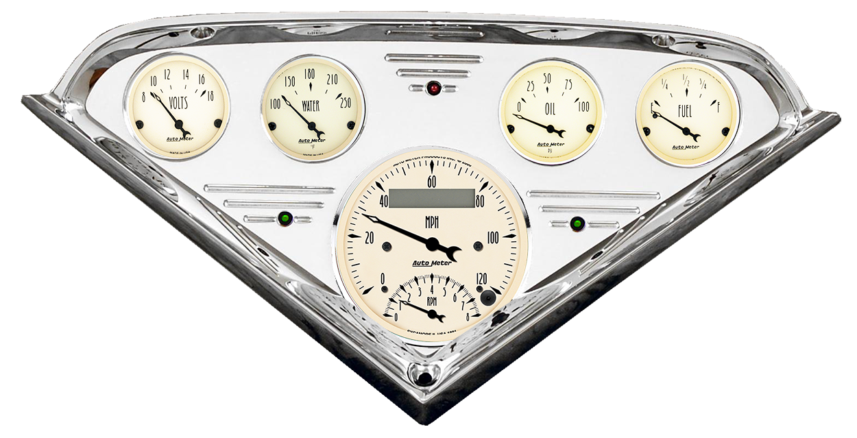 1955-1959 Chevy Truck Billet Aluminum Gauge Panel w/ Auto Meter Street Rod Series Gauges (Speedo/Tach) - Image 6