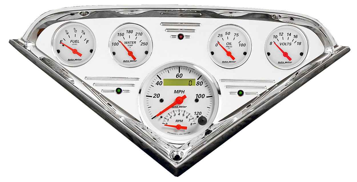 1955-1959 Chevy Truck Billet Aluminum Gauge Panel w/ Auto Meter Street Rod Series Gauges (Speedo/Tach) - Image 4