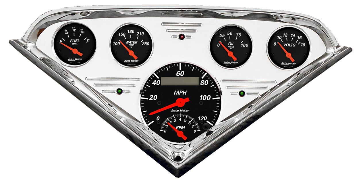 1955-1959 Chevy Truck Billet Aluminum Gauge Panel w/ Auto Meter Street Rod Series Gauges (Speedo/Tach) - Image 3