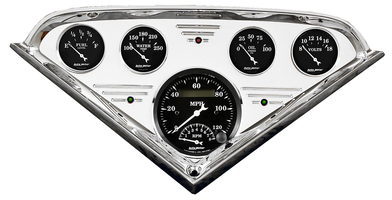 1955-1959 Chevy Truck Billet Aluminum Gauge Panel w/ Auto Meter Street Rod Series Gauges (Speedo/Tach) - Image 2