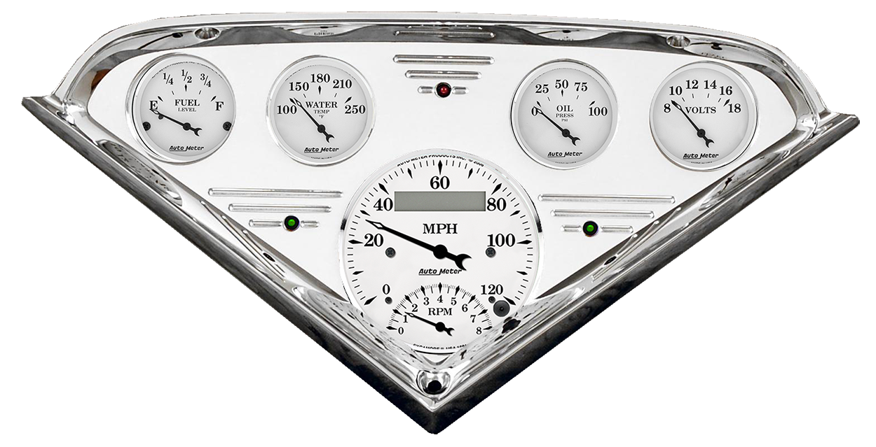 1955-1959 Chevy Truck Billet Aluminum Gauge Panel w/ Auto Meter Street Rod Series Gauges (Speedo/Tach) - Image 5