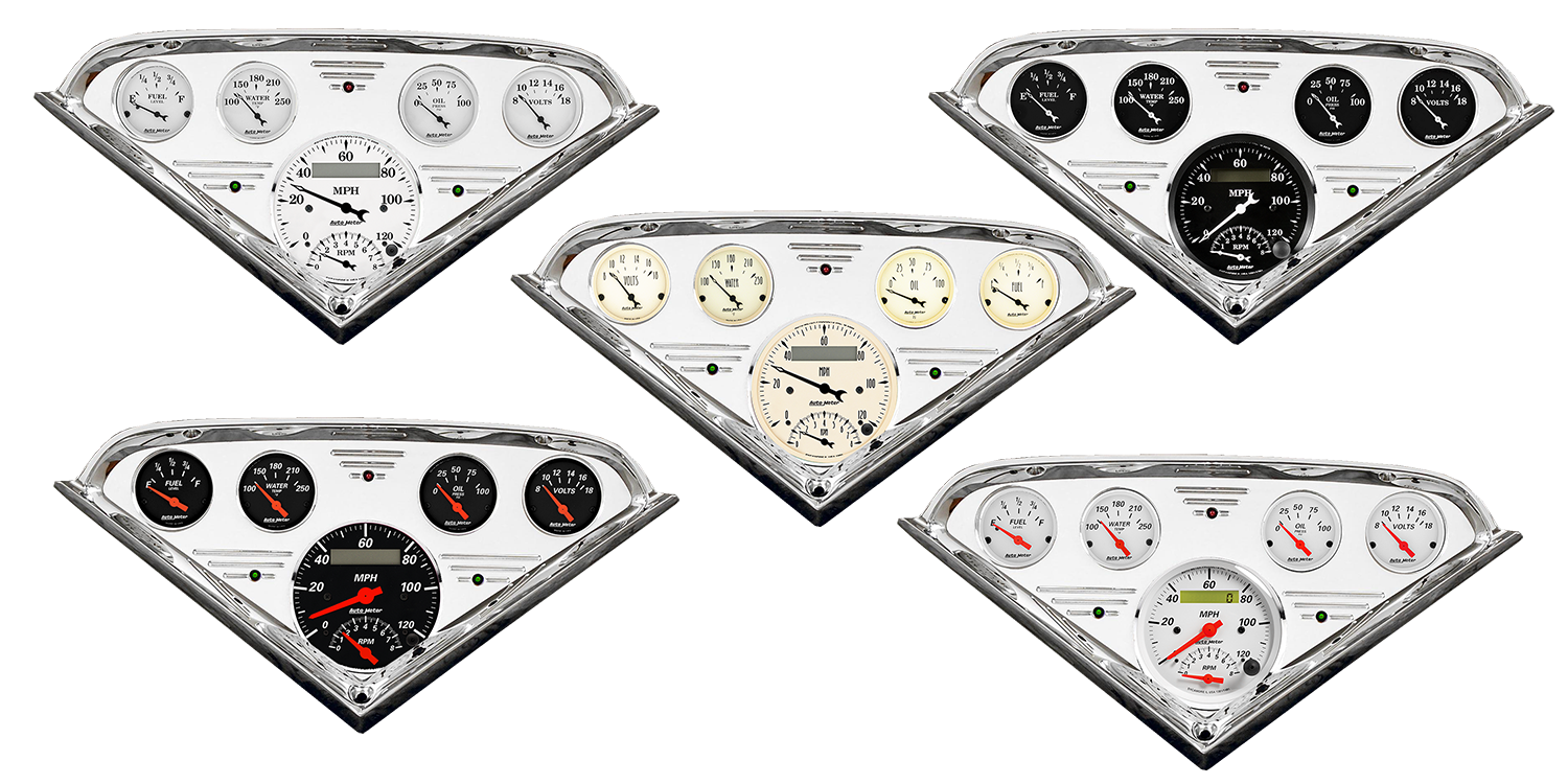 1955-1959 Chevy Truck Billet Aluminum Gauge Panel w/ Auto Meter Street Rod Series Gauges (Speedo/Tach)