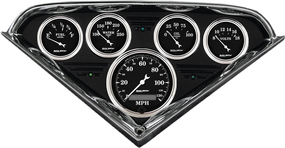 1955-1959 Chevy Truck Billet Aluminum Gauge Panel w/ Auto Meter Street Rod series gauges (Black Anodized)