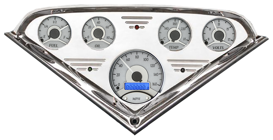 1955-1959 Chevy Truck Billet Aluminum Gauge Panel w/ Dakota Digital VHX Silver Alloy Gauges