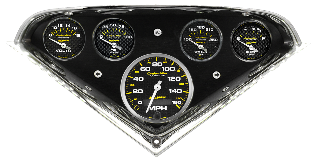 1955-1959 Chevy Truck Aluminum Gauge Panel w/ AutoMeter Carbon Fiber Gauges - Image 3