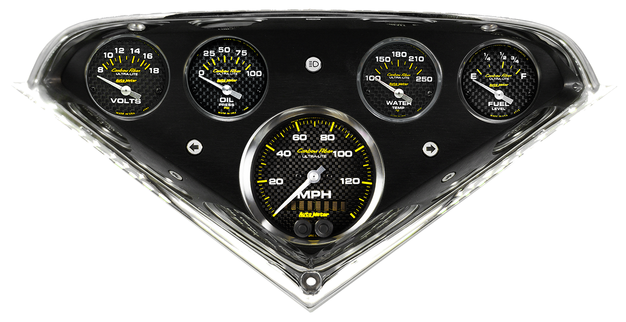 1955-1959 Chevy Truck Aluminum Gauge Panel w/ AutoMeter Carbon Fiber Gauges - Image 2