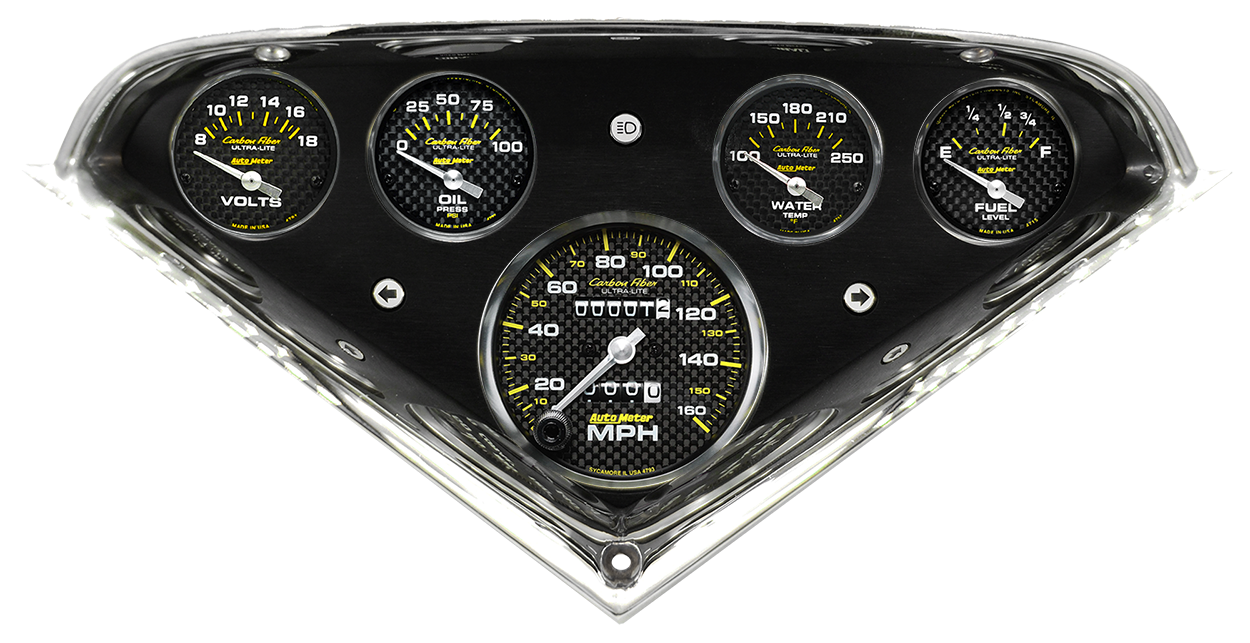 1955-1959 Chevy Truck Aluminum Gauge Panel w/ AutoMeter Carbon Fiber Gauges