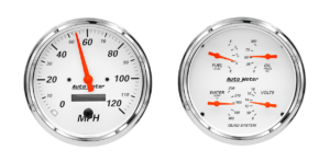 1303 AutoMeter Arctic White 2 Gauge Kit (5" Speedometer & Quad)
