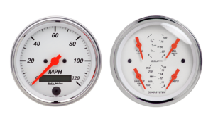 1308 Auto Meter Arctic White 2 Gauge Kit (3 3/8" Speedometer & Quad)