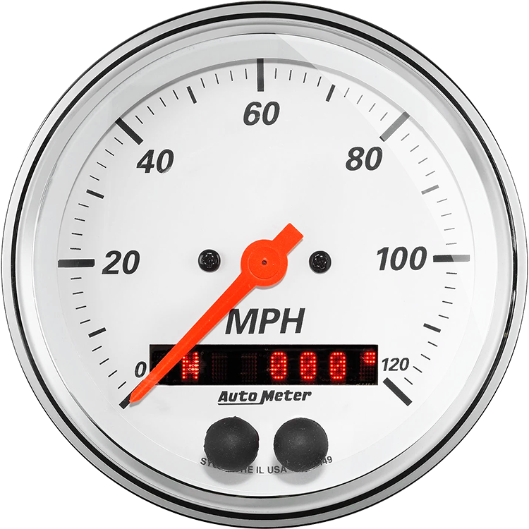 1349 Auto Meter Arctic White 3 3/8" GPS Speedometer (120 MPH)
