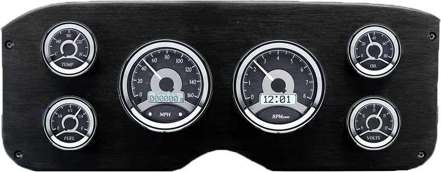 1955-1959 GMC Truck Aluminum Gauge Panel w/ Dakota Digital VHX Black Alloy Gauges