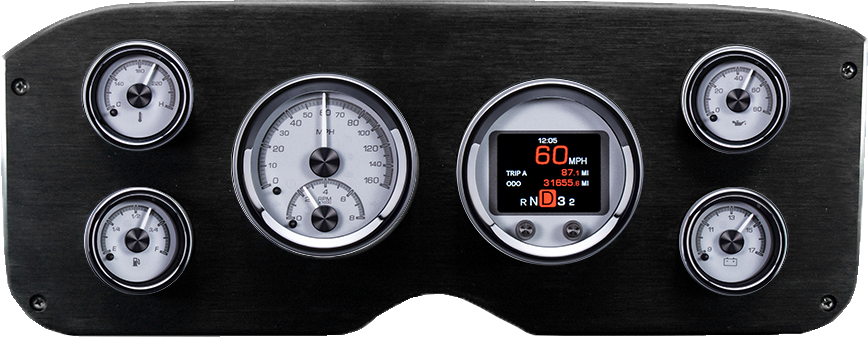 1955-1959 GMC Truck Aluminum Gauge Panel w/ Dakota Digital HDX Silver Alloy Gauges